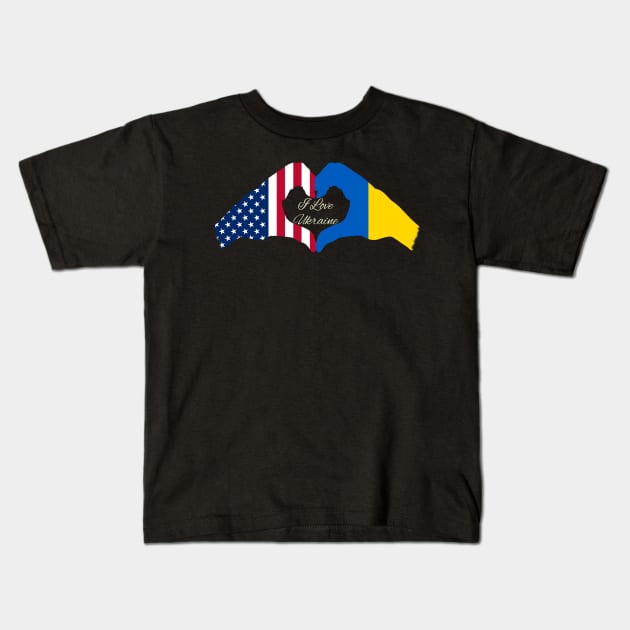 I Love Ukraine, Ukraine Strong American Ukrainian Kids T-Shirt by Global Creation